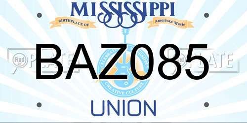 BAZ085 Mississippi License Plate
