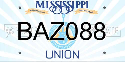 BAZ088 Mississippi License Plate