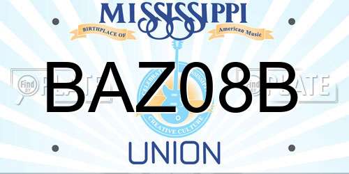 BAZ08B Mississippi License Plate