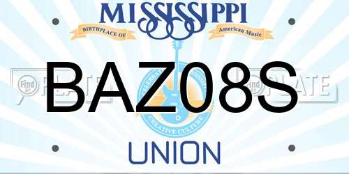 BAZ08S Mississippi License Plate