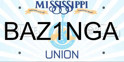 BAZ1NGA Mississippi License Plate