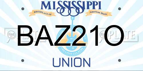BAZ21O Mississippi License Plate