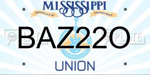 BAZ22O Mississippi License Plate
