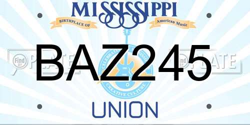 BAZ245 Mississippi License Plate