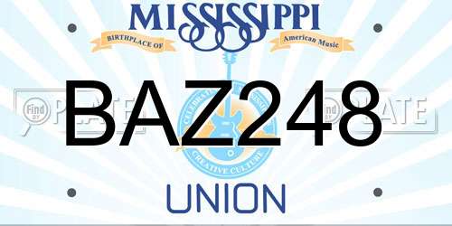 BAZ248 Mississippi License Plate