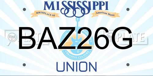 BAZ26G Mississippi License Plate