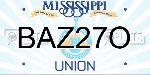 BAZ27O Mississippi License Plate