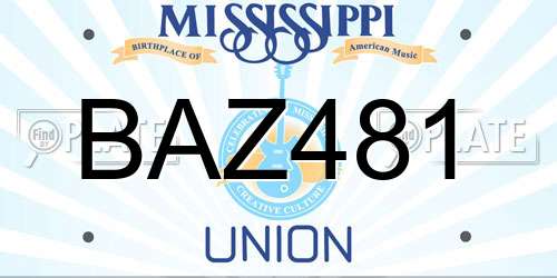 BAZ481 Mississippi License Plate