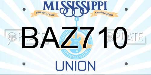 BAZ710 Mississippi License Plate