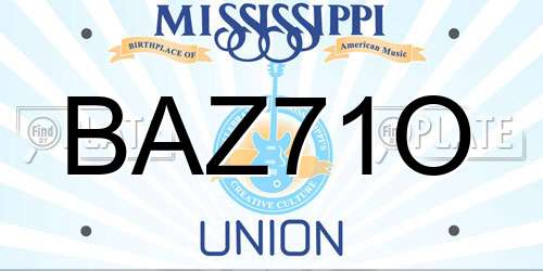 BAZ71O Mississippi License Plate