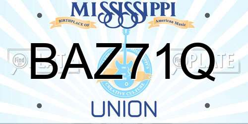 BAZ71Q Mississippi License Plate