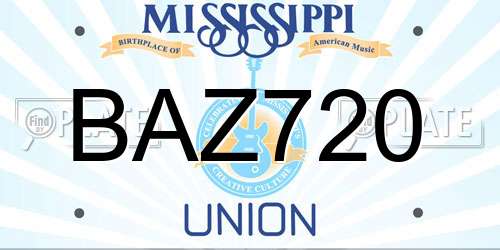 BAZ720 Mississippi License Plate
