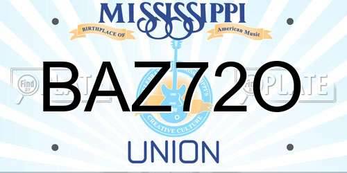 BAZ72O Mississippi License Plate
