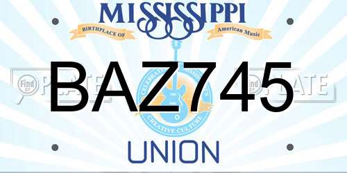 BAZ745 Mississippi License Plate