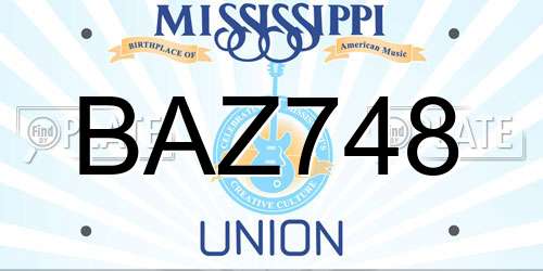 BAZ748 Mississippi License Plate