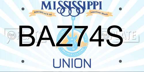 BAZ74S Mississippi License Plate