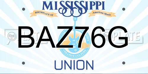 BAZ76G Mississippi License Plate