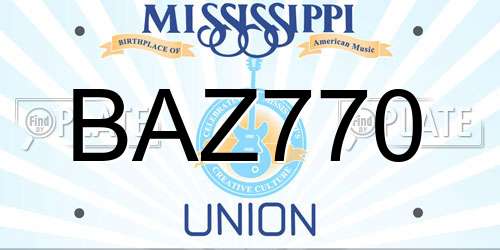 BAZ770 Mississippi License Plate