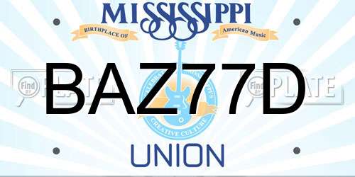 BAZ77D Mississippi License Plate