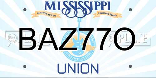 BAZ77O Mississippi License Plate
