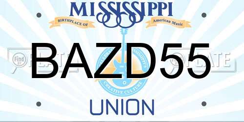 BAZD55 Mississippi License Plate