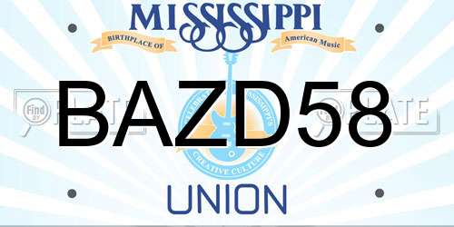 BAZD58 Mississippi License Plate