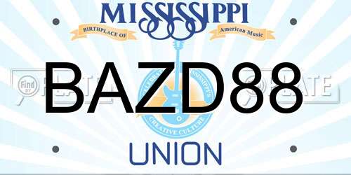 BAZD88 Mississippi License Plate