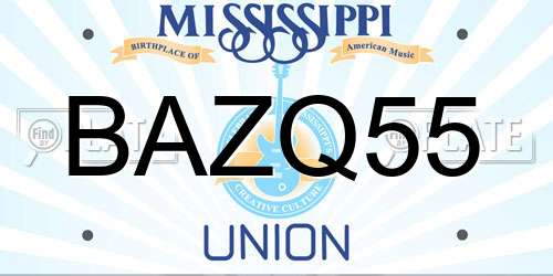 BAZQ55 Mississippi License Plate