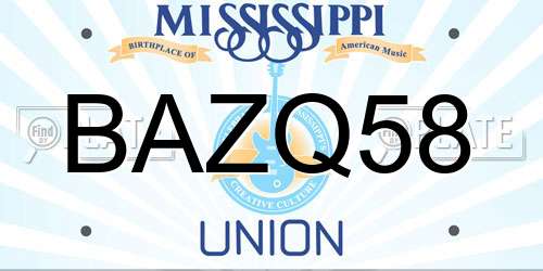 BAZQ58 Mississippi License Plate