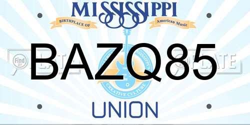 BAZQ85 Mississippi License Plate