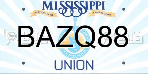BAZQ88 Mississippi License Plate