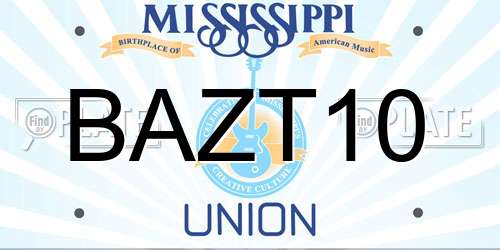 BAZT10 Mississippi License Plate