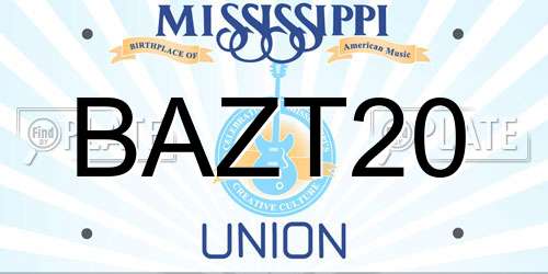BAZT20 Mississippi License Plate