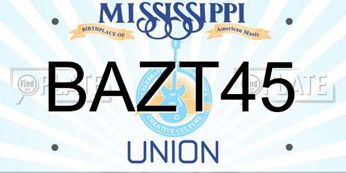 BAZT45 Mississippi License Plate