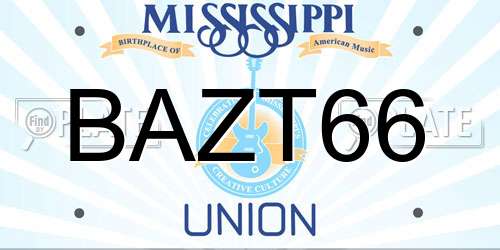 BAZT66 Mississippi License Plate