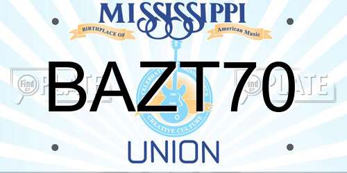 BAZT70 Mississippi License Plate