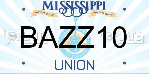 BAZZ10 Mississippi License Plate