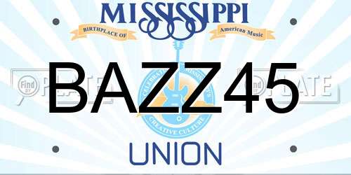 BAZZ45 Mississippi License Plate