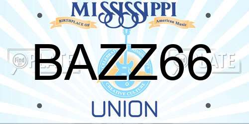BAZZ66 Mississippi License Plate