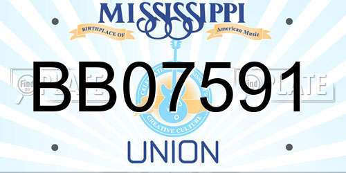 BB07591 Mississippi License Plate