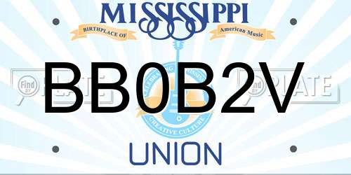 BB0B2V Mississippi License Plate