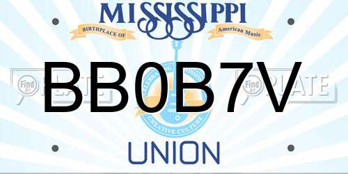 BB0B7V Mississippi License Plate