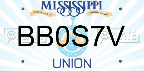 BB0S7V Mississippi License Plate