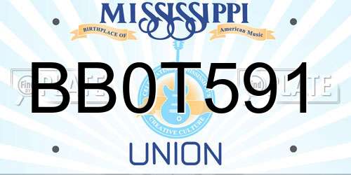 BB0T591 Mississippi License Plate