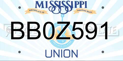 BB0Z591 Mississippi License Plate