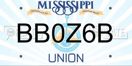 BB0Z6B Mississippi License Plate