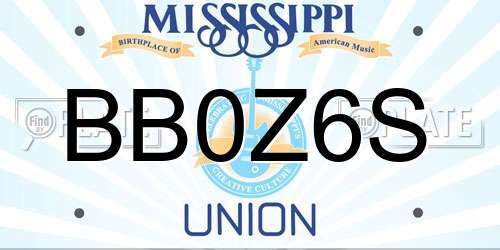 BB0Z6S Mississippi License Plate