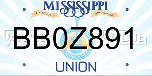 BB0Z891 Mississippi License Plate