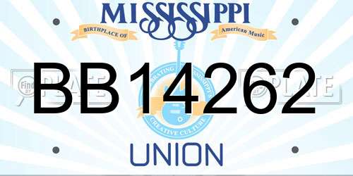BB14262 Mississippi License Plate