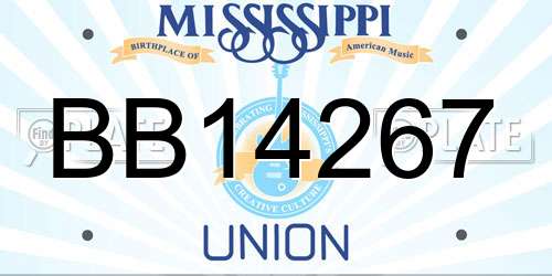 BB14267 Mississippi License Plate